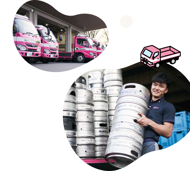写真：お酒を運ぶ社員